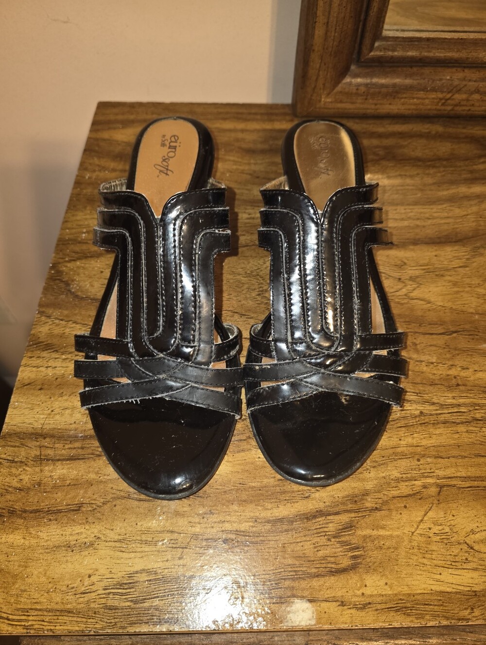 Sleek Black Patent Slide Heels